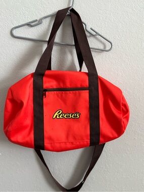 Reese's Red Logo Tote Bag with Brown Straps